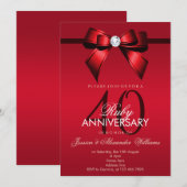 Posh Gem Boog & Lint 40ste huwelijksverjaardag Kaart (Voorkant / Achterkant)