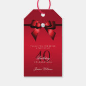 Posh Gem Bow & Lint 40e Verjaardag Cadeaulabel (Voorkant)