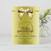 Posh Gem Bow & Lint 50e bruiloft Jubileum Kaart (Staand voorkant)