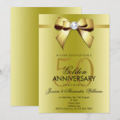 Posh Gem Bow & Lint 50e bruiloft Jubileum Kaart (Voorkant / Achterkant)