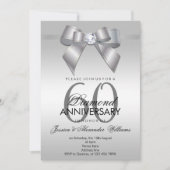 Posh Gem Bow & Lint 60ste huwelijksjubileum Kaart (Voorkant)