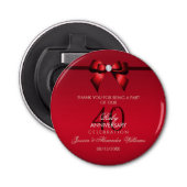 Posh Gem Bow & Ribbon 40th Wedding Jubileum Button Flesopener (Voorkant)