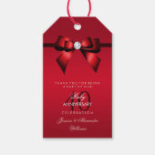 Posh Gem Bow & Ribbon 40th Wedding Jubileum Cadeaulabel (Voorkant)