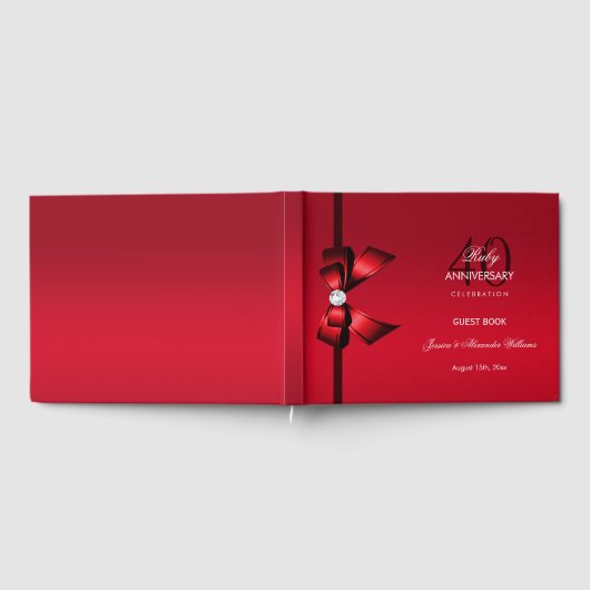 Posh Gem Bow & Ribbon 40th Wedding Jubileum Gastenboek (Volledig)