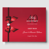 Posh Gem Bow & Ribbon 40th Wedding Jubileum Gastenboek (Voorkant)