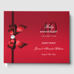 Posh Gem Bow & Ribbon 40th Wedding Jubileum Gastenboek