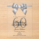 Posh Gem Bow & Ribbon 60th Birthday Acryl Uitnodigingen<br><div class="desc">Custom sophisticated, modern trendy acrylic 60th Birthday party invitations for sixtieth events. With a beautiful rhinestone jewel diamond gem bow on a silver ribbon. Fashionable and sophisticated design suitable for any season. All text, font and text colour is fully customisable to meet your requirements, if you would like help to...</div>