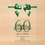 Posh Gem Bow & Ribbon 60th Birthday Acryl Uitnodigingen<br><div class="desc">Custom sophisticated, modern trendy acrylic 60th Birthday party invitations for sixtieth events. With a beautiful rhinestone jewel diamond gem bow on a emerald ribbon. Fashionable and sophisticated design suitable for any season. All text, font and text colour is fully customisable to meet your requirements, if you would like help to...</div>