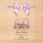 Posh Gem Bow & Ribbon 60th Birthday Acryl Uitnodigingen<br><div class="desc">Custom sophisticated, modern trendy acrylic 60th Birthday party invitations for sixtieth events. With a beautiful rhinestone jewel diamond gem bow on a pink ribbon. Fashionable and sophisticated design suitable for any season. All text, font and text colour is fully customisable to meet your requirements, if you would like help to...</div>