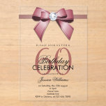Posh Gem Bow & Ribbon 60th Birthday Acryl Uitnodigingen<br><div class="desc">Custom sophisticated, modern trendy acrylic 60th Birthday party invitations for sixtieth events. With a beautiful rhinestone jewel diamond gem bow on a rose gold ribbon. Fashionable and sophisticated design suitable for any season. All text, font and text colour is fully customisable to meet your requirements, if you would like help...</div>
