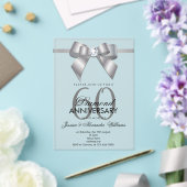 Posh Gem Bow & Ribbon 60th Wedding Jubileum Acryl Uitnodigingen (Insitu (Huwelijk))