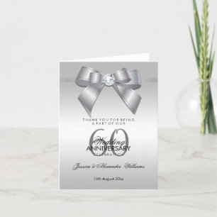 Posh Gem Bow & Ribbon 60th Wedding Jubileum Bedankkaart