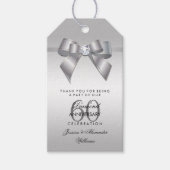 Posh Gem Bow & Ribbon 60th Wedding Jubileum Cadeaulabel (Voorkant)
