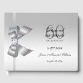 Posh Gem Bow & Ribbon 60th Wedding Jubileum Gastenboek (Voorkant)