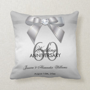 Posh Gem Bow & Ribbon 60th Wedding Jubileum Kussen