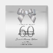 Posh Gem Bow & Ribbon 60th Wedding Jubileum Magneet (Voorkant)