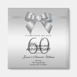 Posh Gem Bow & Ribbon 60th Wedding Jubileum Magneet