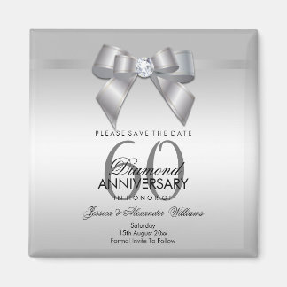 Posh Gem Bow & Ribbon 60th Wedding Jubileum Magneet