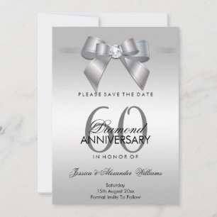 Posh Gem Bow & Ribbon 60th Wedding Jubileum Save The Date