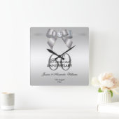 Posh Gem Bow & Ribbon 60th Wedding Jubileum Vierkante Klok (Huis)