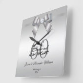 Posh Gem Bow & Ribbon 60th Wedding Jubileum Vierkante Klok (Hoek)