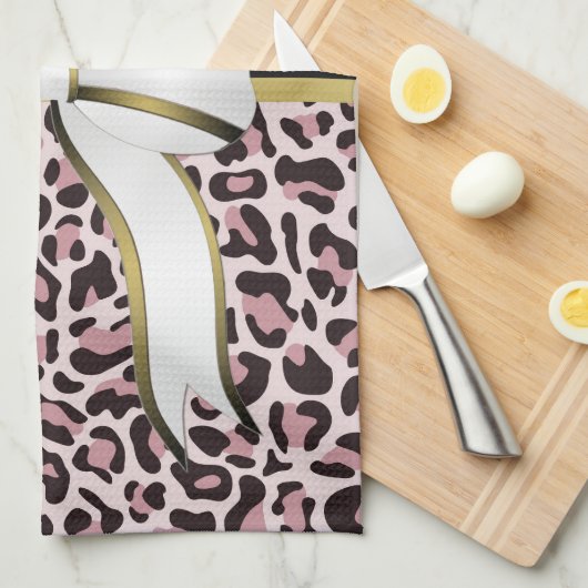 Posh Girly Pink Leopard Print Girly Aangepaste naa Theedoek (Quarter Fold)