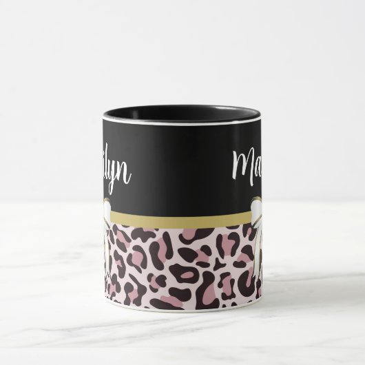 Posh Girly Pink Leopard Print Girly Mok (Midden)