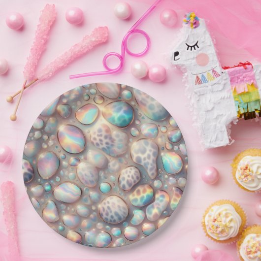 Posh Glam Opal Leopard Print Paper Plates Papieren Bordje (Feest)