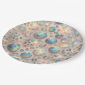 Posh Glam Opal Leopard Print Paper Plates Papieren Bordje (Gekanteld)