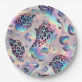 Posh Glam Opal Leopard Print Paper Plates Papieren Bordje (Voorkant)