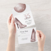Posh Glitzy Roos Goud 35ste Verjaardagsfeest All In One Uitnodiging (Afscheurbaar)