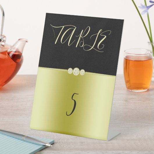 Posh Gold & Black Elegant Diamonds Verjaardag Reclamebord Met Voetstuk (Insitu)