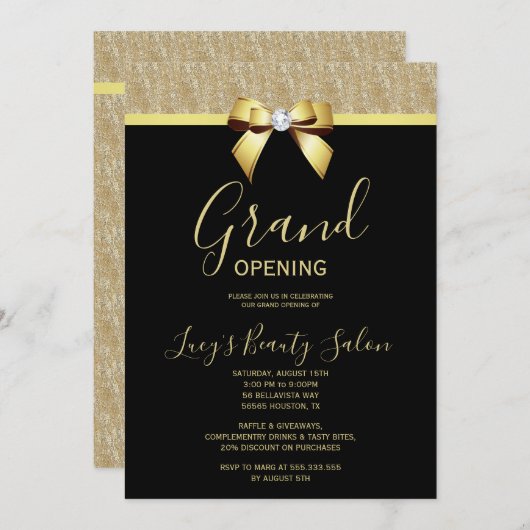 Posh Gold Jewel Bow Grand Opening Kaart (Voorkant / Achterkant)