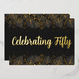Posh Gold Leaf Birthday Folie Uitnodiging