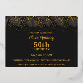 Posh Gold Leaf Birthday Folie Uitnodiging (Achterkant)