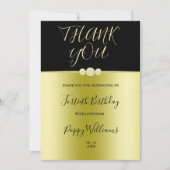 Posh Goud & Zwart Elegante Diamanten 40e Verjaarda Bedankkaart (Voorkant)