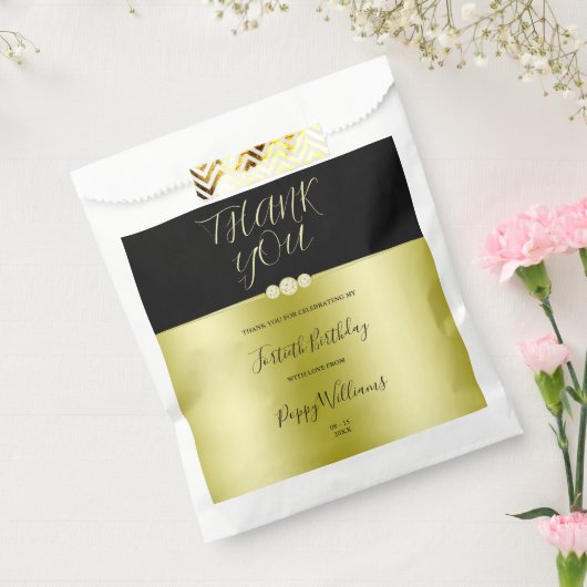 Posh Goud & Zwart Elegante Diamanten 40e Verjaarda Bedankzakje (Gezegeld)