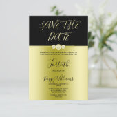 Posh Goud & Zwart Elegante Diamanten 40e Verjaarda Save The Date (Staand voorkant)