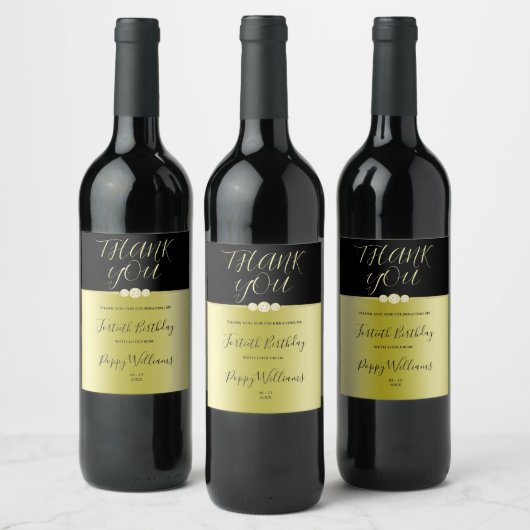 Posh Goud & Zwart Elegante Diamanten 40e Verjaarda Wijn Etiket (Flessen)