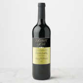 Posh Goud & Zwart Elegante Diamanten 40e Verjaarda Wijn Etiket (Voorkant)