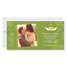 Posh Green Irish Wedding Foto Save the Date Kaart