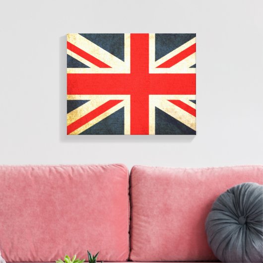 Posh Grunge Union Jack verpakt Canvas Print (Insitu (Woonkamer))