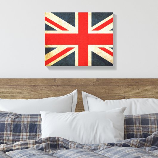 Posh Grunge Union Jack verpakt Canvas Print (Insitu (Slaapkamer))