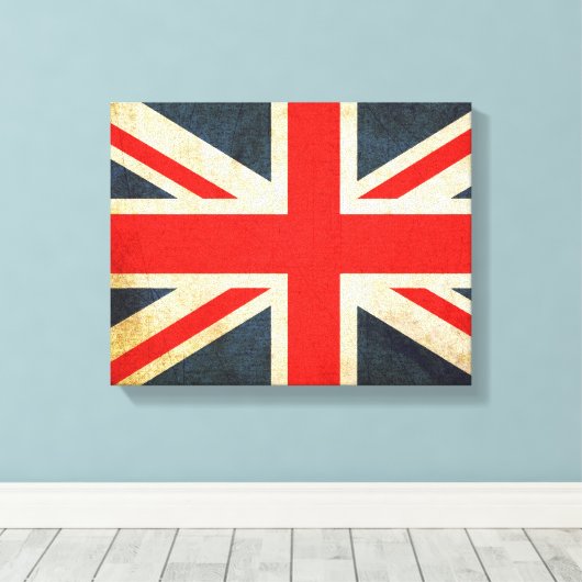 Posh Grunge Union Jack verpakt Canvas Print (Insitu (Houten vloer))