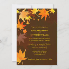 Posh herfst esdoorn bladeren bruin bruiloft kaart