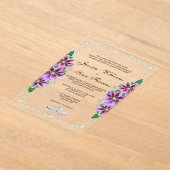 Posh ingelijst, diamanten ringen en Clematis bruil Acryl Uitnodigingen (Laagn)