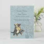Posh Katten Aqua Blauw Bruiloft ver 2 Uitnodiging (Staand voorkant)