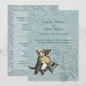 Posh Katten Aqua Blauw Bruiloft ver 2 Uitnodiging (Voorkant / Achterkant)