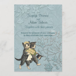 Posh Katten Aqua Blauw Bruiloft ver 2 Uitnodiging