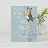 Posh Katten Blauw Bruids Douche Uitnodiging (Staand voorkant)